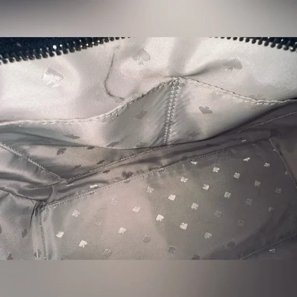 Kate Spade Large 3 tone leather handbag. Baby Lilac, Navy & White. EUC. - Picture 12 of 15